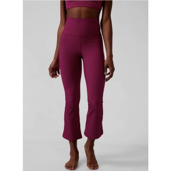 Athleta M exotic fuchsia Elation Rib Crop Flare pant legging tight ankle workout - Picture 7 of 8